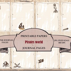 8 pages de journal Caribbean Pirates, kit de journal personnalisable, papier imprimable, feuille de collage, papier d'art et scrapbooking.