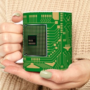 Mok met printplaatontwerp Uniek cadeau voor elektrotechnici