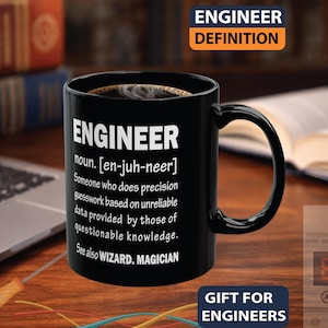Engineer Definition Coffee Mug |Funny Engineering Gift | Precision Guesswork Cup|Mechanical Civil Electrical Engineer 11oz, 15oz Black Mug