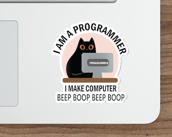 Waterdichte gestanste sticker programmeur en software-ingenieur | Grappige codeersticker voor ontwikkelaars: laptop, bidon, notitieboek, auto, telefoonhoesjes