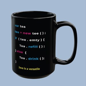 Taza divertida de programación Javascript / Regalo para programadores, desarrolladores e ingenieros de software / Taza de café de cerámica negra de 11 oz y 15 oz