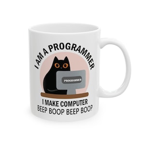 Software-ingenieur programmeur koffiemok | Cadeau voor programmeurs, programmeurs en ingenieurs van kattenliefhebbers bij afstuderen, verjaardagsbeker | Cremaic 11,15oz White Mug 11oz
