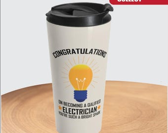 Elektriker Reisebecher |Kaffeetasse|Edelstahl Vakuumisoliert auslaufsicher 15 Unzen | Geschenk für Lehrling, Abschluss, Geburtstag & Arbeitsplätze |