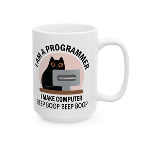Software-ingenieur programmeur koffiemok | Cadeau voor programmeurs, programmeurs en ingenieurs van kattenliefhebbers bij afstuderen, verjaardagsbeker | Cremaic 11,15oz White Mug 15oz