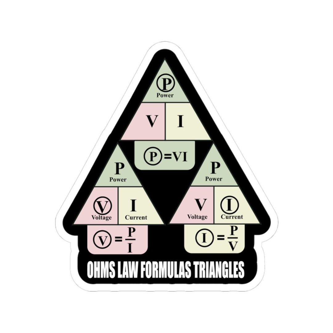 Electrical Ohm's Law Formulas Triangle Sticker for Electrician, Lineman ...