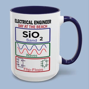 Rolig mugg för elektronikteknik | Perfekt present till elingenjörens stranddag | Keramisk accentmugg i storlekarna 280 g och 450 g