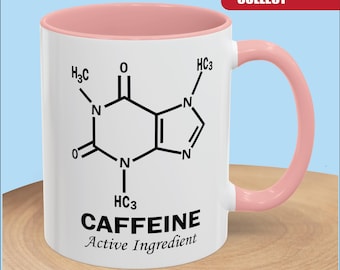 Chemistry Lovers Coffee Mug | Caffeine Molecule Design | Great Gift for Teachers & Students | 11 , 15oz Accent Coffee Mug
