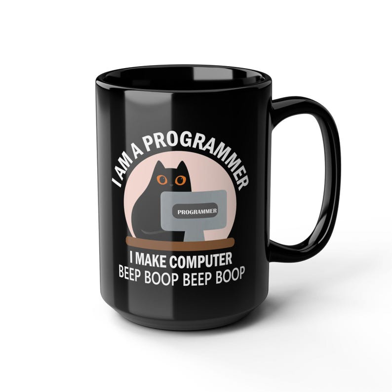Software-ingenieur programmeur koffiemok | Cadeau voor programmeurs, programmeurs en ingenieurs van kattenliefhebbers bij afstuderen, verjaardagsbeker | Cremaic 11,15oz Black Mug 15oz