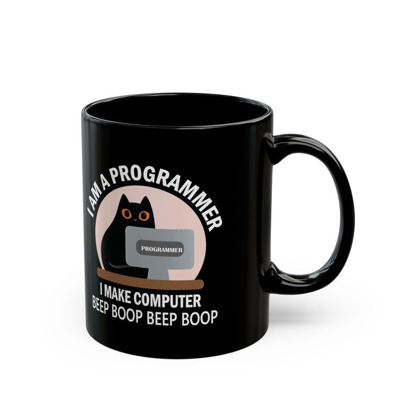 Software-ingenieur programmeur koffiemok | Cadeau voor programmeurs, programmeurs en ingenieurs van kattenliefhebbers bij afstuderen, verjaardagsbeker | Cremaic 11,15oz Black Mug 11oz