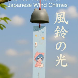 Japanese Wind Chime – Cat Fūrin  | Kawaii Outdoor & Indoor Home Decor | Calming Sound Gift