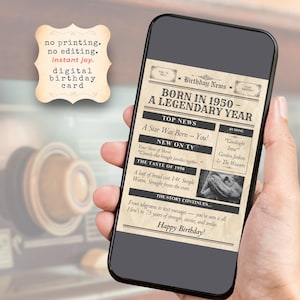 Cartão digital JPEG de 75º aniversário de 1950 – Download instantâneo – Cartão eletrônico de nascido em 1950 – Saudação de marco retrô – Sem impressão – WhatsApp ou e-mail