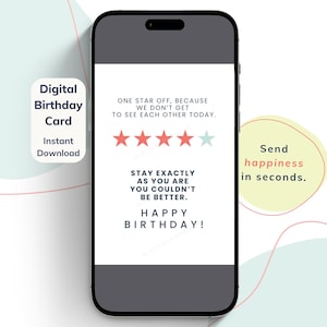 Digitale verjaardagskaart grappige e-card voor vriend met sterrenclassificatie Geen afdruk Mobiele JPEG Directe download