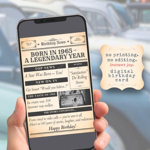 1965 Birthday Card 60th Milestone Celebration with Fun Facts – Special 60 Year Gift Greeting Card