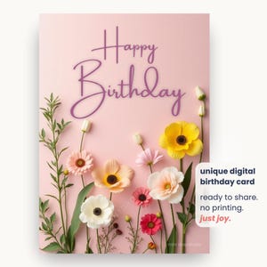 Biglietto d'auguri AI ART Wildfower – JPEG digitale – Design floreale unico – Download immediato – Nessuna stampa – Invia tramite iMessage, e-mail, WhatsApp