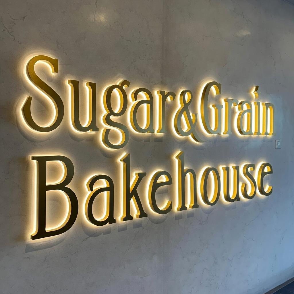 Custom 3D Metal Backlit Sign, Custom Business Signage, Gold Mirror ...