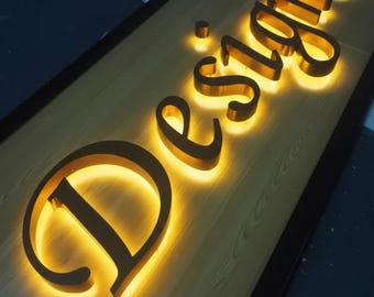 Aangepast 3D-bord met metalen achtergrondverlichting, verlichte kanaalletters, led-borden voor bedrijven, 3D-verlichtingsborden, aangepast bord winkel, bedrijfslogo