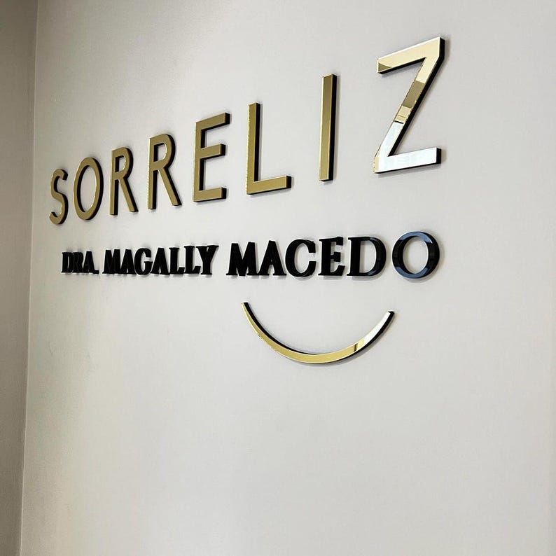 Custom 3D Metal Salon Sign, Gold Mirror Letters, Metal Letters, Wall Logo Sign, Office wall signage, Laser Cut Metal Sign, Metal Logo Sign image 5