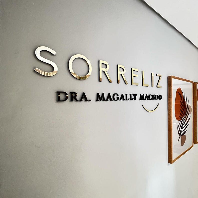 Custom 3D Metal Salon Sign, Gold Mirror Letters, Metal Letters, Wall Logo Sign, Office wall signage, Laser Cut Metal Sign, Metal Logo Sign image 9