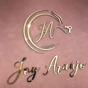 Custom 3D Metal Salon Sign, Gold Mirror Letters, Metal Letters, Wall Logo Sign, Office wall signage, Laser Cut Metal Sign, Metal Logo Sign image 8