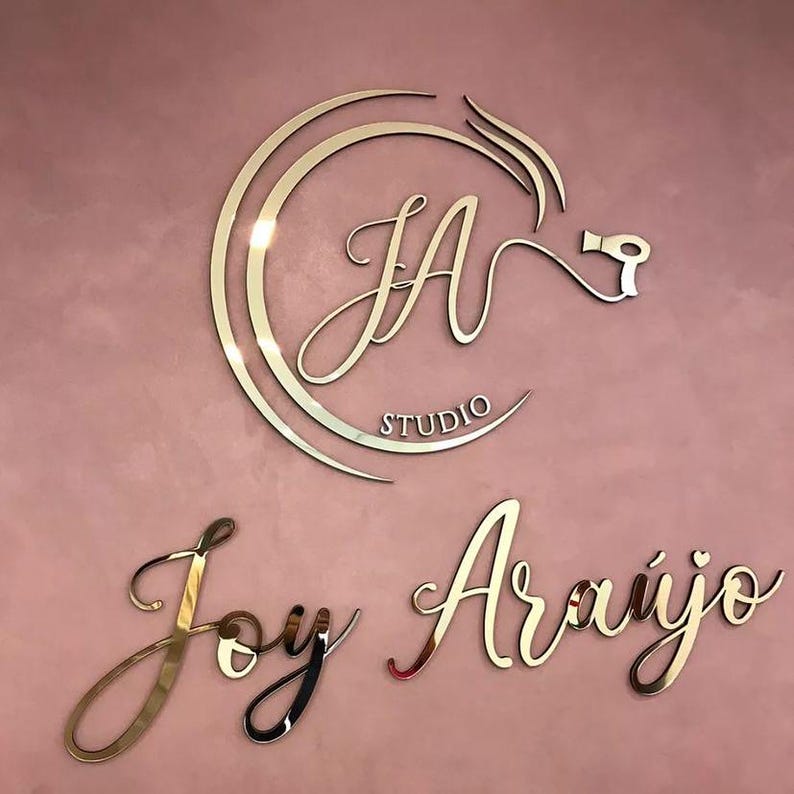 Custom 3D Metal Salon Sign, Gold Mirror Letters, Metal Letters, Wall Logo Sign, Office wall signage, Laser Cut Metal Sign, Metal Logo Sign image 8