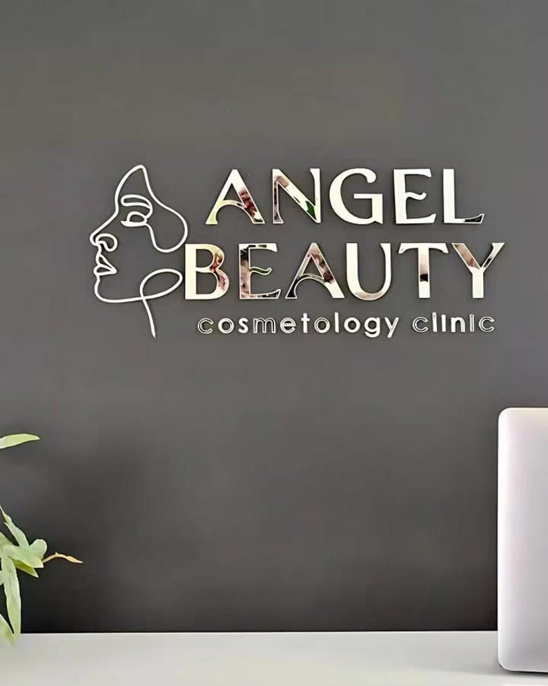 Custom 3D Metal Salon Sign, Gold Mirror Letters, Metal Letters, Wall Logo Sign, Office wall signage, Laser Cut Metal Sign, Metal Logo Sign image 2