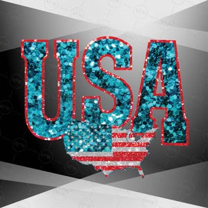 USA Glitter PNG, Design en sublimation scintillant 4 juillet, carte américaine des cliparts, téléchargement numérique