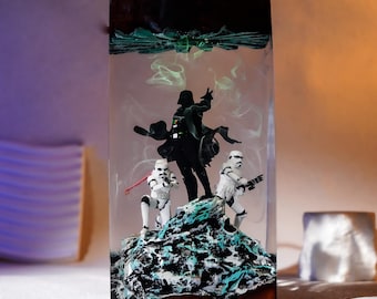 Star Wars Darth Vader - Storm.trooper Resin Diorama Lamp | Handmade Epoxy Night Light | Desk Decor Gift for Star Wars Fans & Collectors