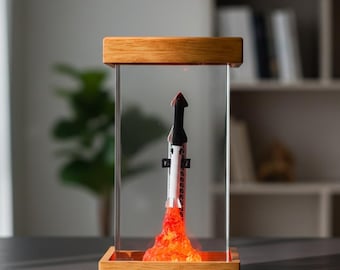 Starship Liftoff Display Lamp, Galactic Home Office Accent, Astronaut Enthusiast Present, Modern Rocket Model LED Light