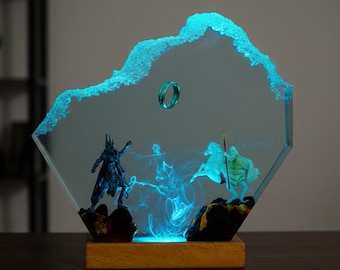Lo.rd Of The Ri.ngs Led Lamp Fantasy Desk Decor Gandalf And Sauron Diorama Middle Earth Night Light The One Ring Collectible Gift