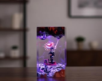 Nez.uko De.mon Slay.er Resin Lamp, Anime Night Light With Bamboo Aura, Handmade Manga Desk Decor, Unique Fan Art Gift