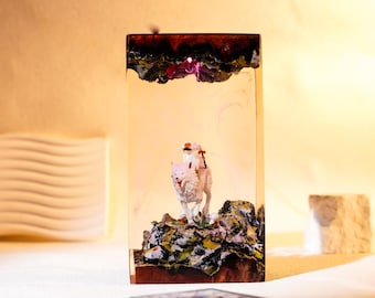 Princess Mononoke Resin Lamp | Handmade Forest Spirit Diorama | Fantasy Anime Light | Room & Desk Decor Gift