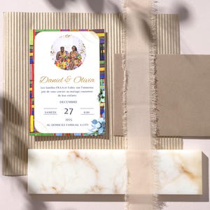 Cartes digitales d'invitation au mariage coutumier et à la dot