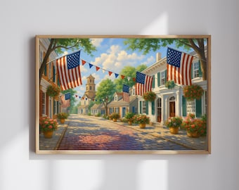 Vintage Americana Flag Print: 4th of July Farmhouse Wall Art (Digital Download