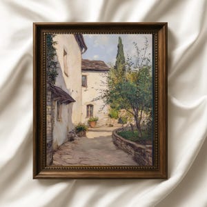 Vintage French Country Garden Print: European Courtyard Wall Art (Digital Download)