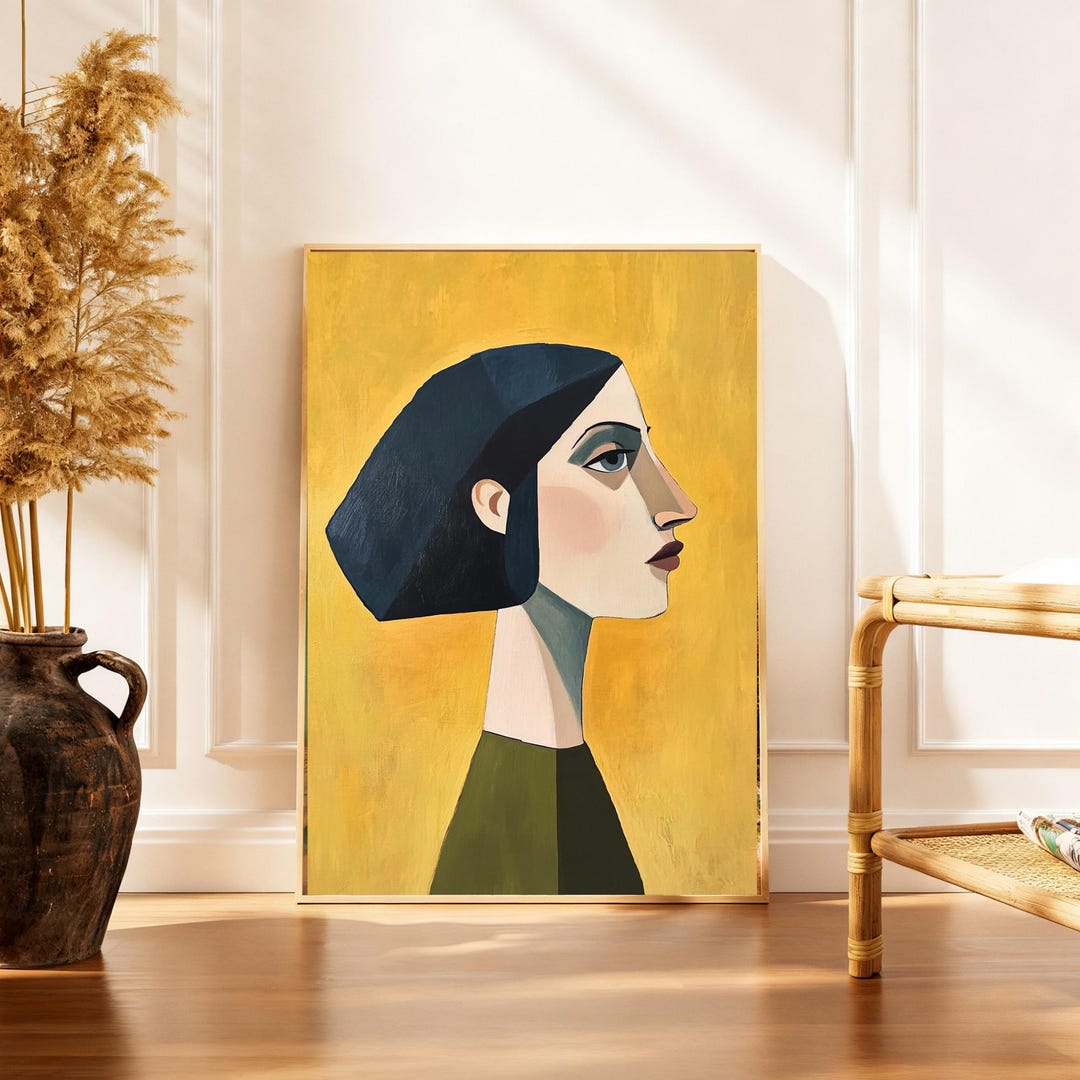 Modern Abstract Woman Portrait Print | Minimalist Cubist Wall Art ...