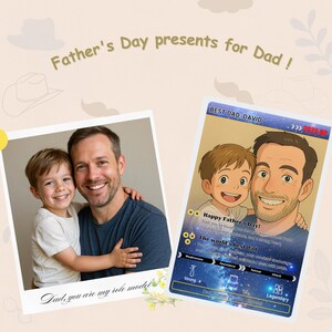 Carte Pokémon personnalisée fête des pères, cartes photo Pokémon personnalisées, cadeaux pour papa joueur, cadeau fête des pères, carte entraîneur Pokémon personnalisée