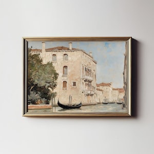 Vintage Venice Canal Print: Italy Architecture, Neutral Landscape (Digital Download)