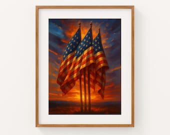 Stampa vintage della bandiera americana: decorazione rustica patriottica americana (download digitale)