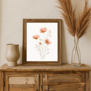 Pink Poppy Watercolor Print: Vintage Botanical Wildflower Art (Digital Download)