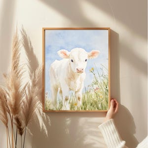 Calf Watercolor Print: Rustic Farmhouse Nursery Art (Digital Download)