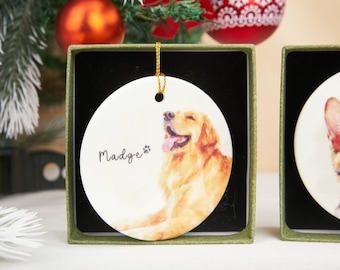Enfeite personalizado com foto em aquarela do seu animal de estimação, lembrança personalizada com retrato do seu pet, presente para amantes de cães, presente para mães de gatos, presente para quem perdeu um pet, presente em memória de um cachorro.