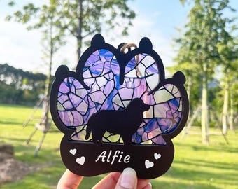 Apanhador de sol personalizado para cães com nome, Apanhador de sol personalizado em memória de cães, Presente para perda de filhote, Presente para lembrança de cachorro