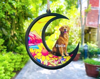 Custom Dog Portrait from Photo,Custom Dog Portrait Stained Glass Suncatcher,Dog Memorial Gift,Dog Loss,Pet Sun Catcher Memorial
