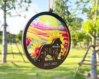 Presente personalizado de condolências pela perda de um cachorro, apanhador de sol personalizado em memória de cachorro, nome personalizado para cachorro, presente em memória de animal de estimação, presente em memória de cachorro, presente para perda de cachorro