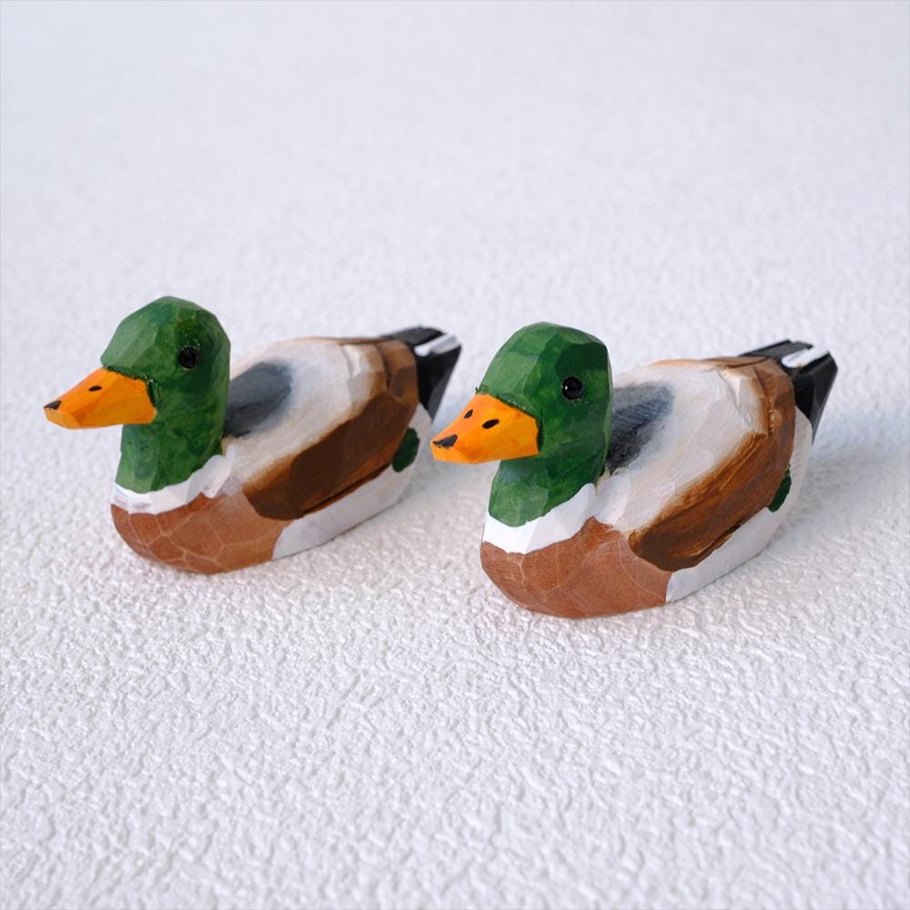 Hand Carved Wooden Mallard Duck, Painted Wood Duck Figurine, Rustic Bird Decor, Farmhouse Shelf Ornament, Gift for Dad or Nature Lover