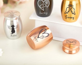 Personalized Mini Pet Urn with Engraving,Custom Ashes Holder,Pet Memorial Keepsake Gift for Cat or Dog,Small Pet Loss Remembrance