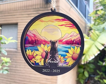 Personalized Cat Memorial Suncatcher, Gift For Cat Lovers, Cat Loss Gift, Loss of Pet Sympathy Gift, Handcrafted Suncatchers