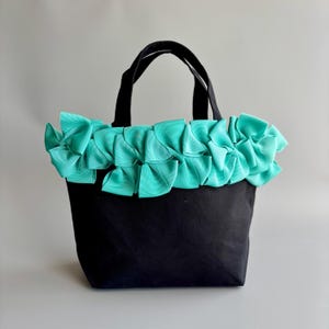 Mint green ribbon tote bag