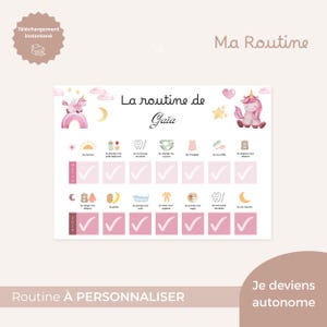 Mi rutina, rutina matutina, rutina nocturna, cuadro motivacional, para imprimir, para personalizar, nombre_Unicornio