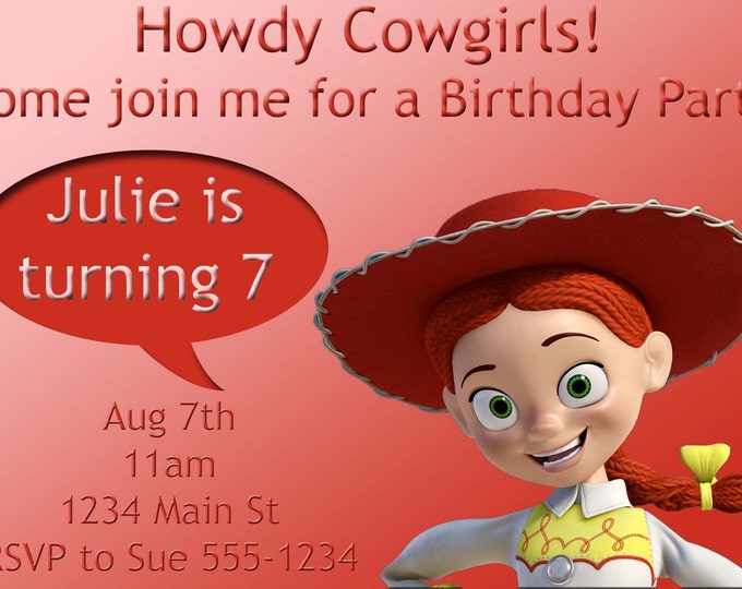 Toy Story Cowgirl Birthday Invitation, Featuring Jessie You Print Etsy